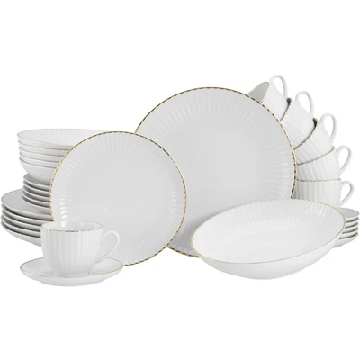 Abbildung von CreaTable Kombiservice "Allegra Goldband, Service 30-tlg." Klassisch, Elegant, Von Hand gemalter Goldrand