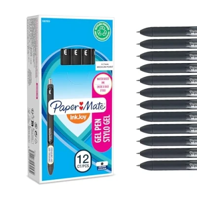 Abbildung von Paper Mate InkJoy Gelstifte mittlere Spitze (0,7mm) schwarz 12 Stück