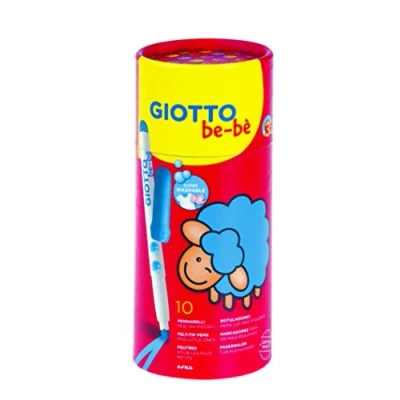 Abbildung von GIOTTO be bè super auswaschbare Fasermaler, Jumbo Spitze, 5 mm, Runddose aus Karton, 10 sortierte Farben