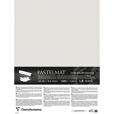 Abbildung von Clairefontaine 796020C Packung mit 5 Bogen Pastelmat kaschiert, DIN A4+, 24x32cm, praktisch und sicher, 360g, Hellgrau, 1 Pack