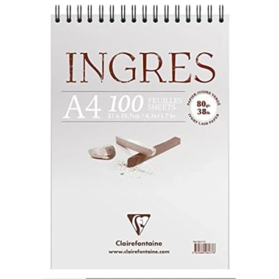 Abbildung von Clairefontaine 96477C Zeichenblock Ingres (mit Doppelspirale, gekörnt, DIN A4, 21 x 29,7 cm, 100 Bögen, 80 g, ideal für Trockentechniken) weiß