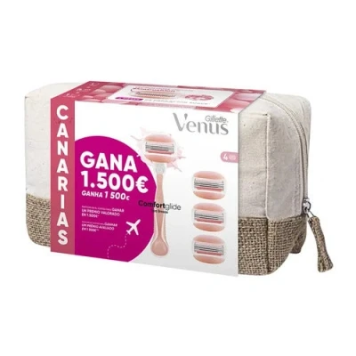 Abbildung von Gillette Venus Comfortglide Spa Breeze Damenrasierer, 1 Griff + 4 Ersatzminen Kulturbeutel, Pack Kanarische Inseln