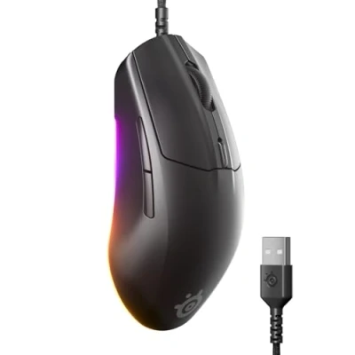 Abbildung von SteelSeries Rival 3 Gen 2 Gaming Maus 8.500 DPI TrueMove Core Optiksensor 60 Millionen Klicks garantiert Niedrige Latenz 77 g leicht PTFE Gleitfüße RGB Schwarz