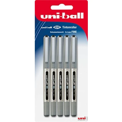Abbildung von Faber Castell uni ball 148297 Tintenroller Eye UB 157, fine, 0,4 mm, Blisterkarte, schwarz, 5 Stück