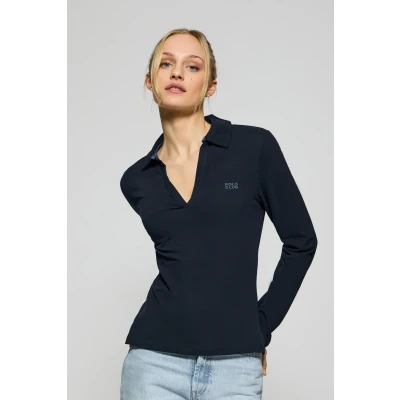 Abbildung von Polo Club Damen Poloshirt Pia Navy Ohne Knöpfe Mit Gummiertem Logo Xxl