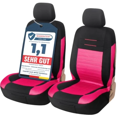 Abbildung von Upgrade4cars Auto Sitzbezüge Vordersitze Rosa Schwarz Sitzbezug Set Pink Universal Schonbezüge für Fahrersitz &amp; Beifahrer