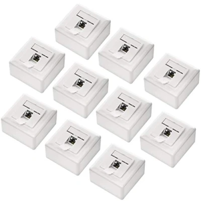 Abbildung von deleyCON 10x CAT6a Universal Netzwerkdose 1x RJ45 Port Geschirmt Aufputz oder Unterputz 10 Gigabit Ethernet Netzwerk EIA/TIA 568A&amp;B Weiß