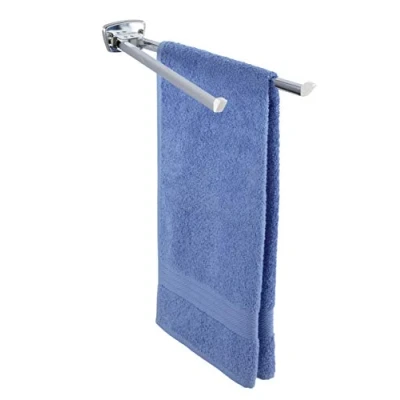 Abbildung von WENKO Handtuchhalter Mod. Basic hochwertige Handtuchablage aus rostfreiem Edelstahl mit Zwei beweglichen Armen Maße 8 x 5,5 42 cm Farbe glänzend