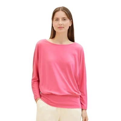 Abbildung von TOM Tailor Langarmshirt, Damen, Größe: Medium, Carmine pink