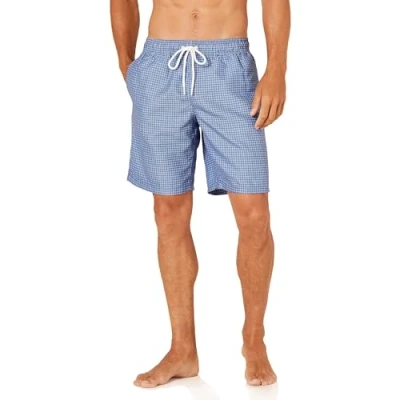 Abbildung von Amazon Essentials Herren Badehose, Schnell Trocknend, 23 cm, Blau Geometrischer Aufdruck, XXL