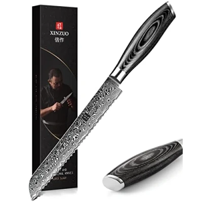 Abbildung von XINZUO Brotmesser Küchenmesser Klinge 20cm Damast Kochmesser 67 Schichten Damaststahl Messer mit Pakkawood Griff Ya Serie