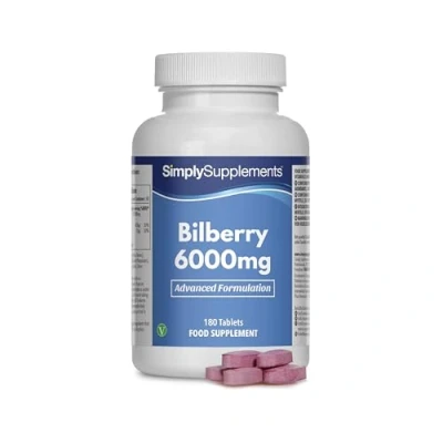 Abbildung von Heidelbeere Plus Extrakt 6000mg 180 Tabletten Geeignet für Veganer Versorgung 3 Monate SimplySupplements