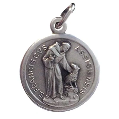 Abbildung von I G J Medaille des Heiligen Franziskus von Assisi mit dem Wolf Schutzpatron Europas