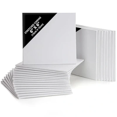 Abbildung von Belle Vous 24 Stück Kleine Leinwand zum Bemalen 15x15 cm Vorgespanntes Canvas Set Geeignet für Acryl und Ölmalerei sowie Skizzieren Zeichnen