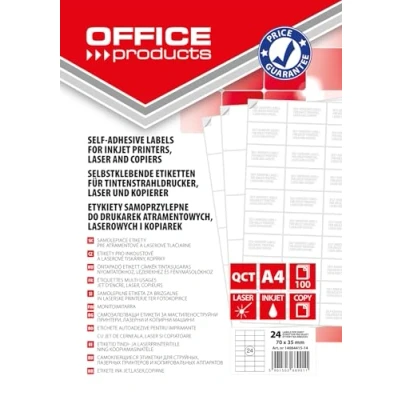 Abbildung von OFFICE PRODUCTS Etiketten Selbstklebend / 70 x 35 mm 100 Blatt A4 Weiß/Günstige, Wirtschaftliche Selbstklebeetiketten/Adressaufkleber Bedruckbar Adressetiketten Klebeetiketten