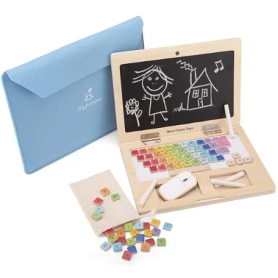 Abbildung von New Classic Toys 18270 Holz Kreidetafel My First Laptop, weiß