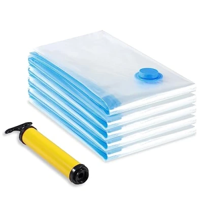 Abbildung von Diboniur Vakuumbeutel für Kleidung Bettdecken 5 Stück 80x60 cm, Vacuum Bags Wiederverwendbar, Handpumpe Enthalten