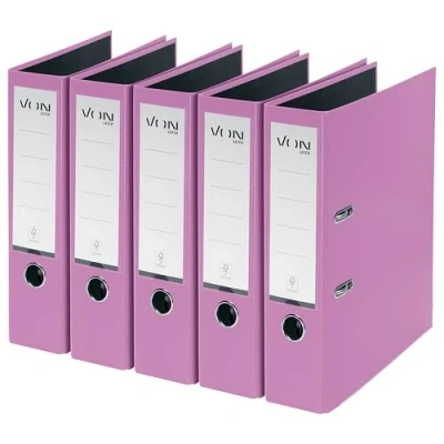 Abbildung von VON Leitz 5er Pack Ordner A4, Karton mit Kunststoffeinband, 80 mm Rückenbreite, Für 600 Blatt, FSC zertifizierter Karton, Aktenordner, Schule, Studium &amp; Zuhause, Violett, 10551067