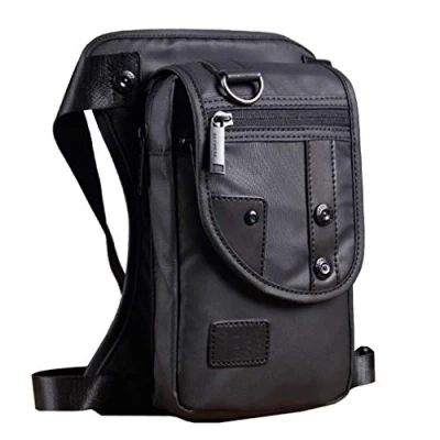 Abbildung von Xieben Oxford Drop Beinbeutel für Herren Frauen Motorrad Bauchtasche Hüfttasche Reisen Angeln Wandern Reiten Radfahren Im Freien Multifunktionsbeutel Schwarz