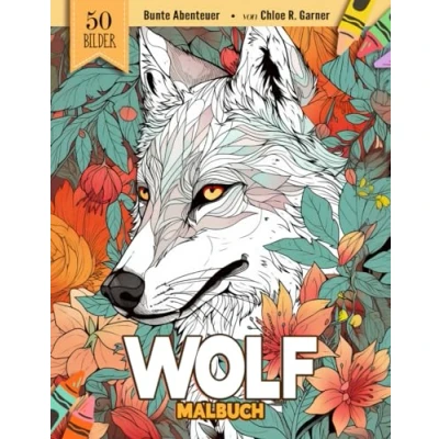 Abbildung von Wolf Malbuch: 50 Antistress Ausmalbuch Malvorlagen Für Erwachsene, Jugendliche Und Kinder Lustiges Stressabbau &amp; Entspannung Geschenk Männer, Frauen, Mädchen Senioren