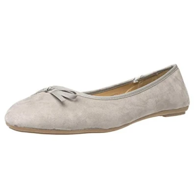 Abbildung von Fitters Footwear That Fits Damen Ballerina Helen Microfibre modische Basic Ballerinas mit Schleife Übergröße (45 EU, hellgrau)