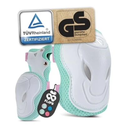Abbildung von 99FLIPS Knieschoner Kinder mit GS [6er Set] Grind XS Pink Mint Schoner Inliner Knieschützer Protektoren Knie und Ellenbogenschützer Schützer