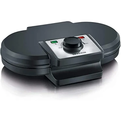 Abbildung von SEVERIN Duo Waffeleisen, antihaftbeschichtetes Doppelwaffeleisen für zwei klassische Herzwaffeln, Herzwaffeleisen im Slim Design, ca. 1.200 W Leistung, schwarz, WA 2106