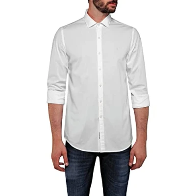Abbildung von Replay Herren Hemd Langarm mit Stretch, White 001 (Weiß), L