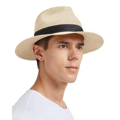 Abbildung von Zylioo M Strohhut Sonnenhut Kleinen Kopf, UV Schutz Stroh Sommerhut Strandhut für Urlaub Herren Damen