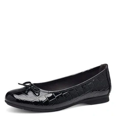 Abbildung von Jana Damen Ballerinas mit Schleife Vegan, Schwarz (Black Croco), 38 EU