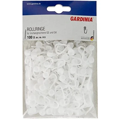Abbildung von GARDINIA Rollringe für Vorhangschienen GE und P2Ü, UV beständig, Kunststoff, Weiß, 100 Stück