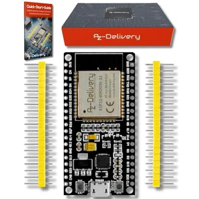 Abbildung von AZDelivery ESP 32 Dev Kit C unverlötet NodeMCU Module WLAN WiFi Development Board mit CP2102 (Nachfolgermodell zum ESP8266) und kompatibel Arduino inklusive E Book!…