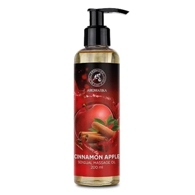 Abbildung von Sinnliches Massageöl Zimt Apfel 200ml Körperöl mit Mandelöl Traubenkernöl und Macadamiaöl Essbar Natürlich Kissable Massage Öl für Paare