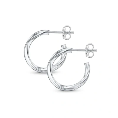 Abbildung von Amberta Italien Damen Silberne Creolen 925 Sterling Silber Gedreht Gedrehte Ohrringe 925: Spiral