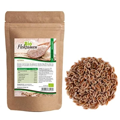 Abbildung von Mynatura Bio Flohsamen Ganz 1000g I Pflanzlich 99% Reinheit Rohkost Naturprodukt Ballaststoffe Für Mensch und Tier geeignet Eiweiß DE ÖKO 044 (1)