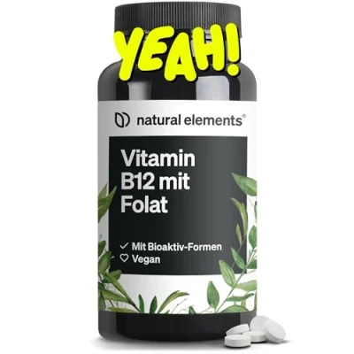 Abbildung von Vitamin B12 180 vegane Tabletten für 6 Monate 500µg Vit und 200µg Folsäure pro Tagesdosis hochdosiert, ohne unnötige Zusätze in Deutschland produziert &amp; laborgeprüft
