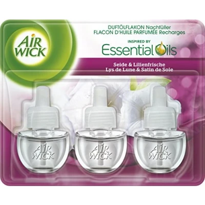 Abbildung von Air Wick Duftölflakon, Nachfüller für Duftstecker, Seide &amp; Lilienfrische, 3er Pack