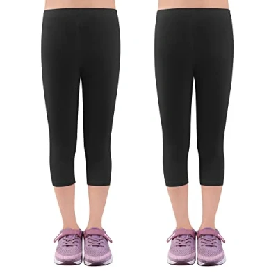 Abbildung von L&amp;K II 2er Pack Mädchen Leggings 3/4 Hose Capri aus Baumwolle Schulkleidung Schwarz 146/152 2723