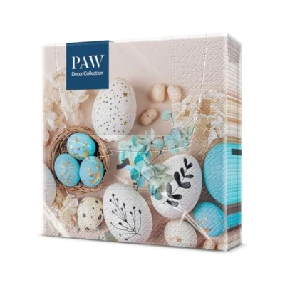 Abbildung von PAW Servietten 3 lagig (33 x 33 cm) 20 Stück Perfekt für Ostern, Partys, Frühling und Feiern Tischdeko Osterfeier Bunte Papierservietten Ostereier Tender Easter