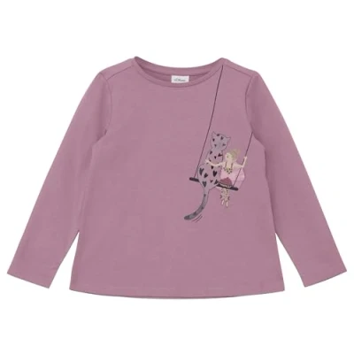 Abbildung von s.Oliver MIT Print UND Applikation Langarmshirt für Kinder, Größe: 128/134, Altrosa