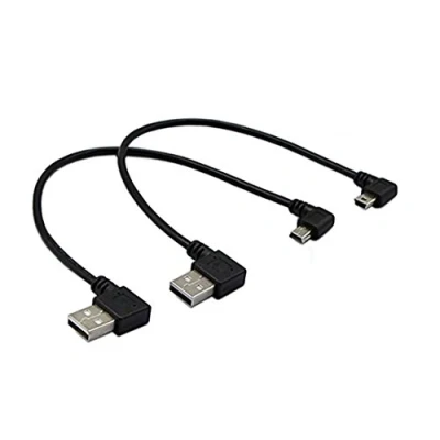 Abbildung von CERRXIAN USB 2.0 Verlängerungskabel 9 Zoll Mini Kabel Kombination rechtwinklig und Linke Ecke Stecker auf zu Typ A Winkel Daten Synchronisation Ladekabel (1Paar)