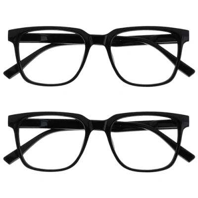 Abbildung von OPULIZE LEO Lesebrille 2er Pack Großes Rechteckiges Gestell Schwarz Herren Damen Federscharniere RR55 1 +1.50