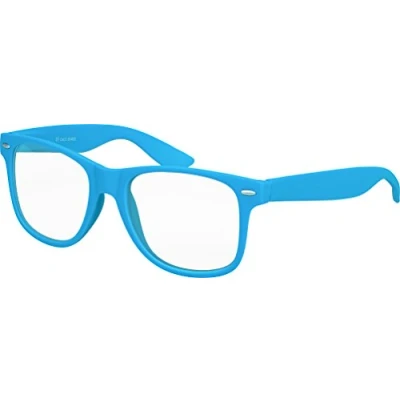 Abbildung von Balinco Nerd Sonnenbrille mit Klarglas matte Rubber Retro Vintage Unisex Brille Federscharnier (Hellblau)