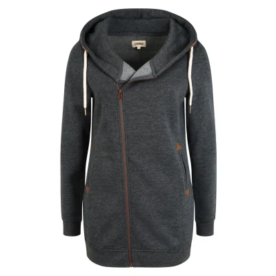 Abbildung von OXMO OXVicky Sweat Zip Hoodie Damen Sweatjacke Kapuzenjacke mit Kapuze Kordel Reißverschluss Eingrifftaschen Regular fit, Größe:M, Farbe:DAR Grey M (798288)
