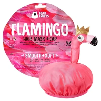 Abbildung von Bear Fruits Flamingo Glatt + Weich Haarmaske mit Haube, 20 ml