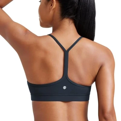 Abbildung von CRZ Yoga Damen Butterluxe Racerback Sport BH Gepolstert Ohne Bügel Y Rücken Sommer Atmungsaktiv Spaghetti Top Echte Marine S