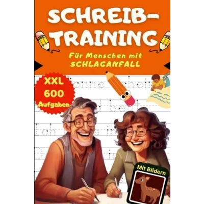 Abbildung von Schreiben lernen nach Schlaganfall Gehirntraining zum Üben der Feinmotorik im Rätselbuch Schreibhilfe für Gedächtnistraining auch ... Ergotherapie und Logopädie Rätsel