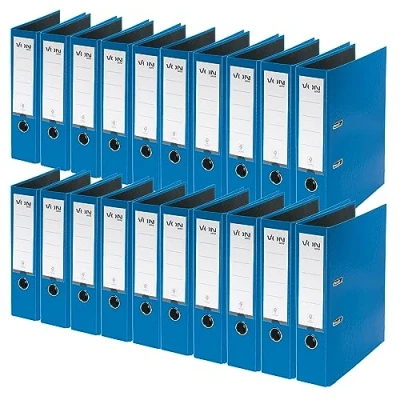 Abbildung von VON Leitz Ordner A4, 20er Pack, Karton mit Kunststoffeinband, 80 mm Rückenbreite, Für 600 Blatt, Blauer Engel &amp; FSC zertifiziert, Schule, Studium Zuhause, Blau, 10550035