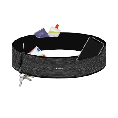 Abbildung von Formbelt® Plus Sport Bauchtasche mit Reißverschluss, Laufgürtel für Handy Smartphone, elastische Lauftasche iPhone 8 X 7 + Samsung Galaxy S S8 Reise Hüfttasche (grau, M)