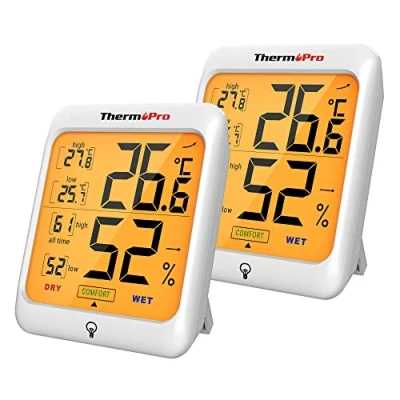 Abbildung von ThermoPro TP53 2 digitales Thermo Hygrometer Innen Raum Thermometer Temperatur und Luftfeuchtigkeitmessgerät für Raumklimakontrolle, 2er Set